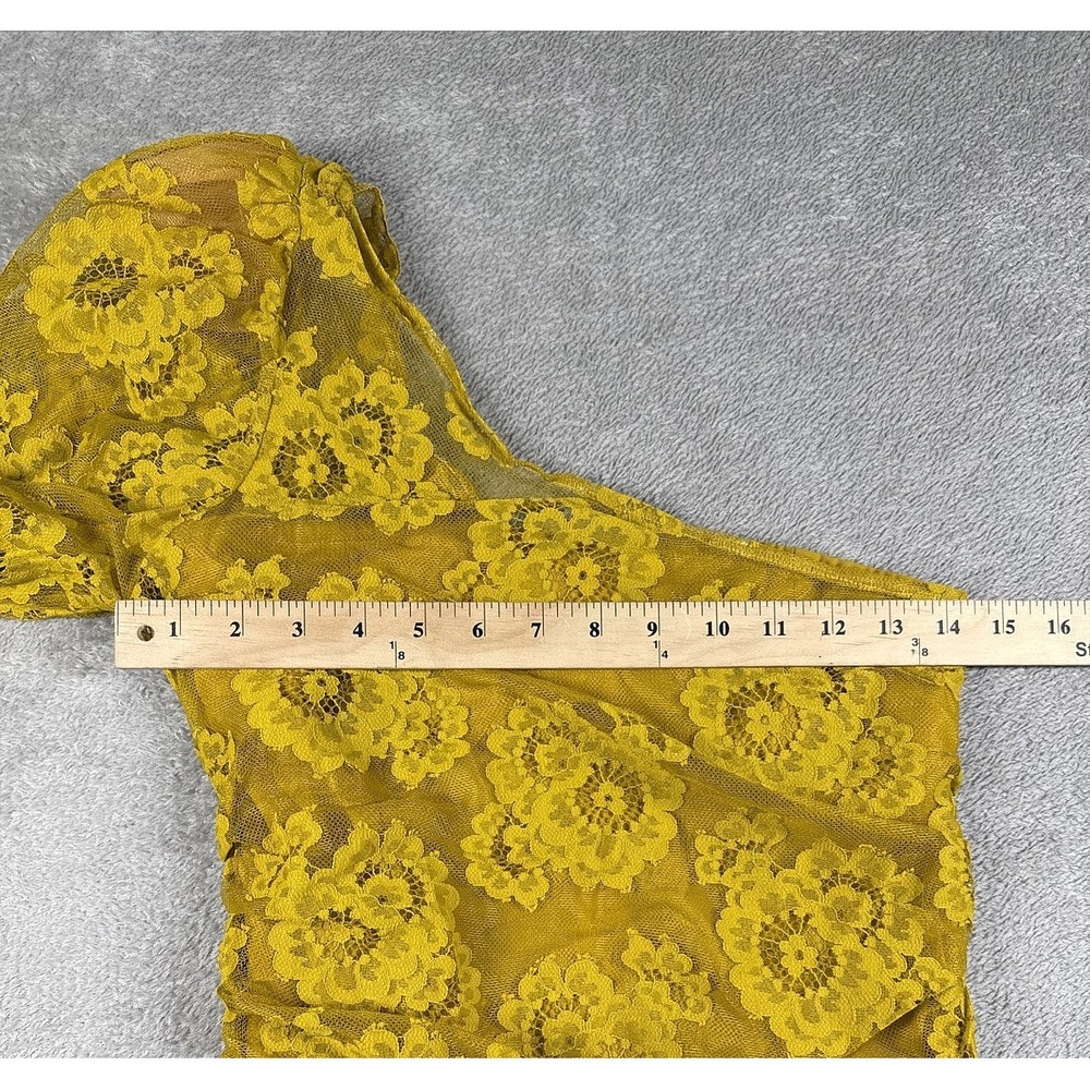 For Love And Lemons Women's Tiana One-Shoulder Lace Mini Dress Yellow Small NWT - Picture 5 of 9